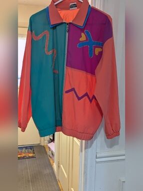 Teddi Sport Colorblock Jacket in Orange, Pink & Blue